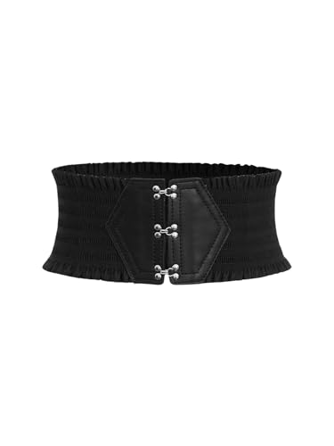 Verdusa Women's Renaissance Corset Belt Elastic Waist Waistband Wide Ruffle Belts