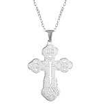 Collar para hombre, collar de cadena de cruz cristiana para mujeres y hombres, collares serbios ortodoxos orientales, joyería de color acero, regalo de cumpleaños