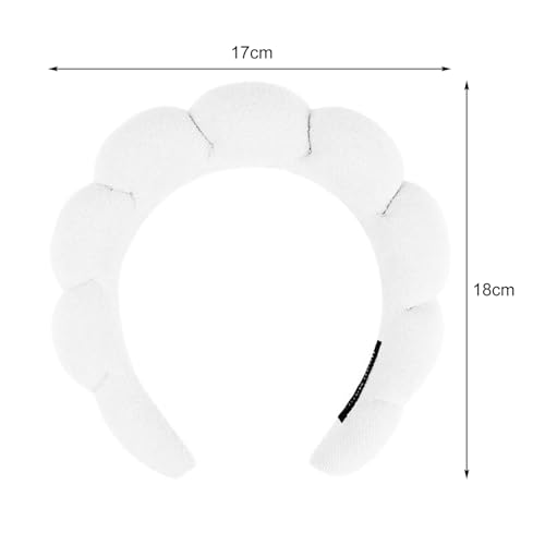 Gekamoyue Diadema para Lavarse, Diadema con Esponja, Diadema Maquillaje para Mujer, Tela de Rizo Suave, para Lavado de Cara, Cuidado de La Piel, Desmaquillado (Blanco) - imagen 5