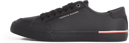Tommy Hilfiger Herren Vulcanized Sneaker Core Corporate Leather Low Top, Schwarz (Black), 46