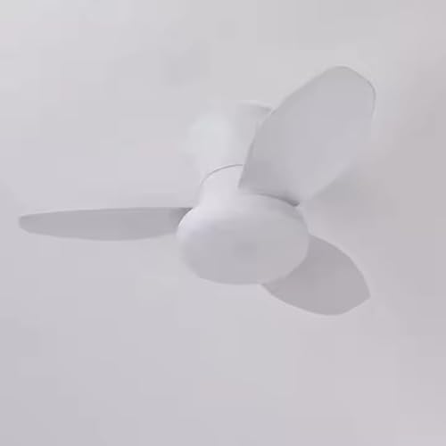 Genérico Ventilador de Techo con Luz y Mando a Distancia, Ø88cm, Función Verano/Invierno (Motor DC Inversa), Silencioso, Altura 20cm para Techos Bajos, 3 Aspas, 3 Colores de Luz, Blanco