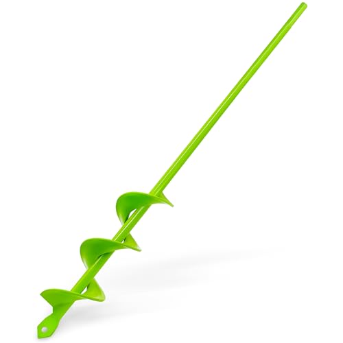 Green Garden Auger Drill Bit for Planting 1.6x16.5 Post Hole Digger & Bulb Planter Tool Fits 3/8 Hex Drive Drill for Seeds Flowers Tree Roots Fence Posts and so on