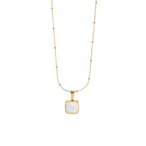 Collier pendentif coquillage en acier inoxydable au fini poli miroir pour femme