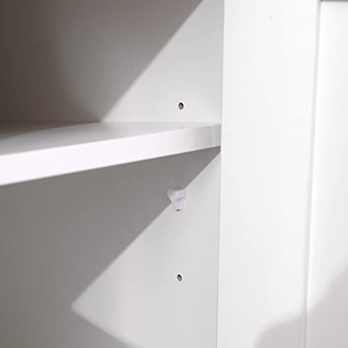 Alpha Wooden TV Stand Cabinet Entertainment Multimedia Centres TV Storage Units with 2 Doors and 2 Shelves for Living Room Furniture, 130cm,White or Grey (White+Oak Color) - Image 7