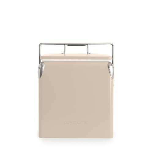 CREATE/Cooler Retro/Glacière Portable Thermique 13L Sable/avec ouvre-Bouteilles, Isolation Efficace, Poids Maximal 15 kg, légère et Facile à Transporter