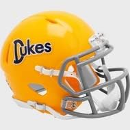 Riddell James Madison Dukes 50th Anniversary Revolution Speed Mini Football Helmet - Unisex Adult, Sports Fan, Yellow, Half Size, 1/2 Scale