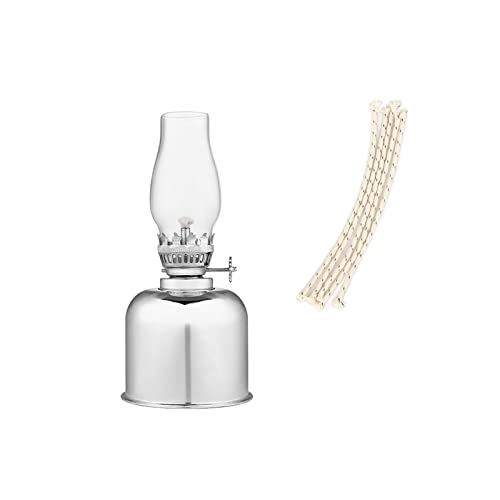 Spiegelkerosenlampe Laterne - 7.28 in Glasöl Tischleuchten for Home Beleuchtung Dekoration (Color : Silver) Cover