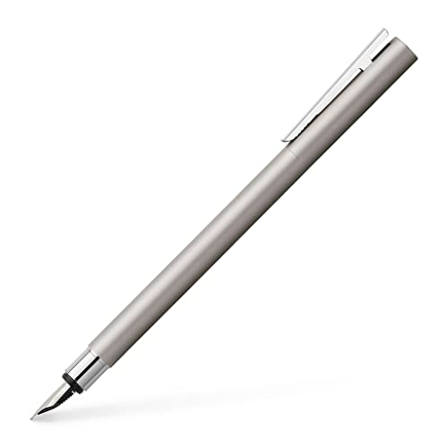 FABER-CASTELL 342102 Neo Slim - Pluma estilográfica (acero inoxidable, plumín EF, plata mate)