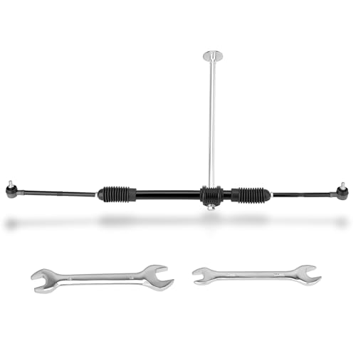 Steering Gear Assembly Compatible with Coleman KT196 go kart parts Kandi 110cc CK196 196CC 6.5HP Gas Powered 4 Wheeler Quad DIY Racing Go Cart Go-Kart Steering Shaft with Gear Box and Ball Joint Rod