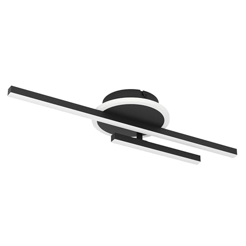 Plafonnier LED barre pivotante lampe plafond métal noir géométrique 15x50cm