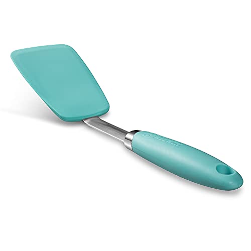 Silicone Turner, Non-Stick Hygienic Solid Heat-Resistant Flexible Silicone Spatula, Aqua Sky #TOP16