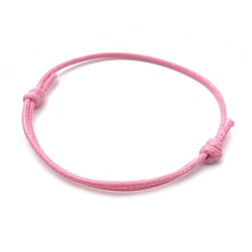 [2 Stück] Dezentes einfaches Armband | Handgemachtes dünnes Surfer Band aus gewachster Baumwolle | Geschenk Freundschaftsarmband | Viele Farben (2 Stück, Rosa)