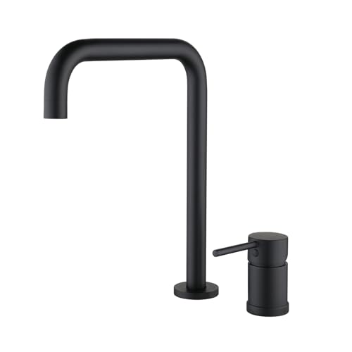 Mitigeur de lavabo à levier unique noir LYGBAOFUL avec bec haut haut de gamme
