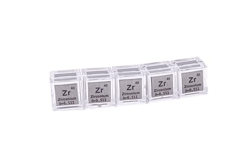 Image of 0.39 inch 10mm Zirconium Metal Cube Zr up to 99.9% Pure Periodic Table Element Engraved Density Collection Science Education Display Block Cube + Acrylic Case Box - 1PC