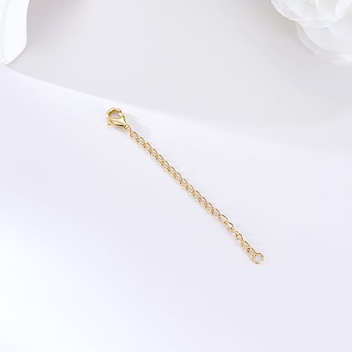 Image of 14K Gold Durable 1.5 inch /2 inch /3 inch Chain Extender, Yellow /White /Rose Gold Removable Necklace Chain Extension with Sturdy Lobster Clasp, Adjustable Extender Chain for Necklace Anklet Bracelet