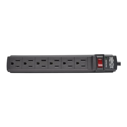 Tripp Lite 6 Outlet Power Strip NEMA 5-15R 6-ft Cord 5-15P Black Housing (PS66B)