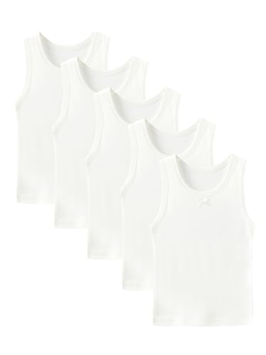 Image of 5-Pack Girls' Camisole Tank Tops 100% Cotton Shrink Resistant Secure Straps for Toddler Girls Ages 2-8