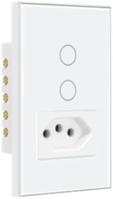 Steck, Interruptor 4X2" 2 Módulos + 1 Plug Touch Branco Wi-Fi, Am...