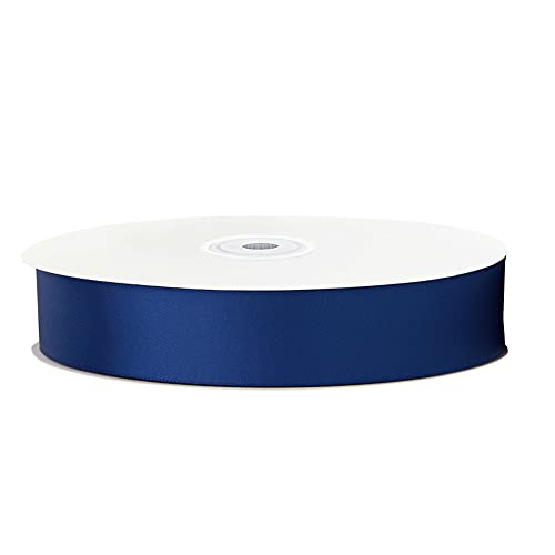 Image of Solid Color Double Faced Navy Blue Satin Ribbon 1 inch X 25 Yards, Ribbons Perfect for Crafts, Wedding Decor, Bow Making, Sewing, Gift Package Wrapping and More