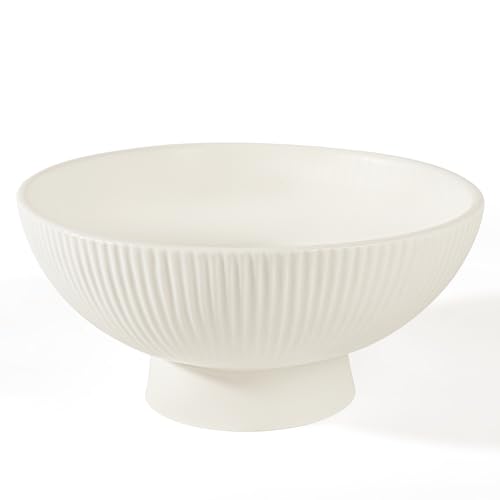 Richtmall Decorative Bowl Modern Ceramic White Decor Bowls for Home Decor, Fruit Bowl for Kitchen Counter Key Bowl for Entryway Table, 8