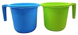 Plastic Bath Mug Set of 2 Pcs Durable Long Lasting Quality, (Multicolor)