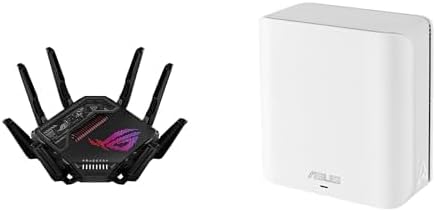 Paquete de enrutador para juegos ASUS ROG GT-BE98 PRO Quad-Band WiFi 7 Seguridad sin suscripción, AiMesh, funciones VPN + ZenWiFi BD5 WiFi 7 de doble banda Mesh, 2500 pies cuadrados, seguridad y controles parentales incluidos