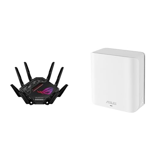 Bundle of ASUS ROG GT-BE98 PRO Quad-Band WiFi 7 Gaming Router Subscription-Free Security, AiMesh, VPN features + ZenWiFi BD4 Dual-Band WiFi 7 Mesh, 2450 sq. ft., Security & Parental Controls Included