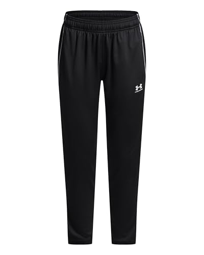 Under Armour Girls' Challenger Training Pant, Comfortable Tracksuit Bottoms with Ankle Zips for Ease of Use, Girls' Joggers with Pockets,Black / / White,YXS