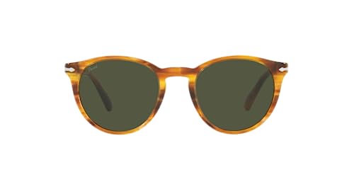 Persol PO3152S Round Sunglasses, Striped Brown/Green, 52 mm