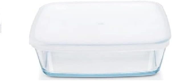 Nobel Borosil Glass Food Storage Container Set with Lids, 500ml, 800ml, 1.6L, Square, Borosilicate Glass (0.8 Ltr -18.0x18.0x5.8cm)