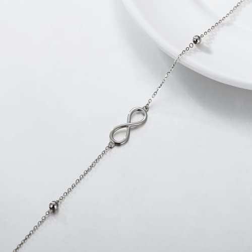 Image of SISGEM 14K Solid Gold Infinity Anklets Jewelry for Women, Real Gold Love Knot Ankle Bracelet Birthday Anniversary Jewelry Gifts for Wife, Mother 8-10 inch