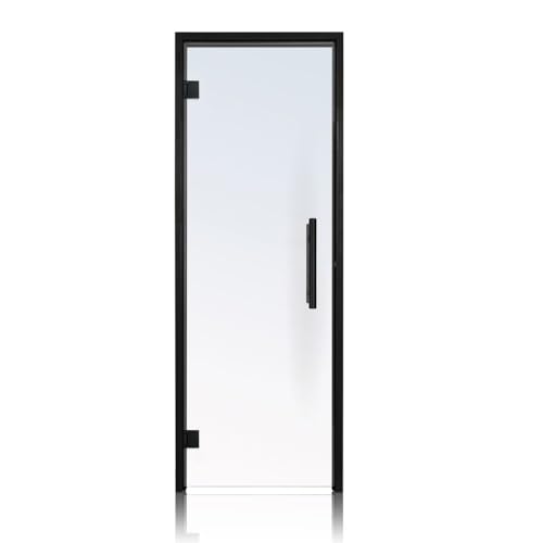 PROSAUNAS Clear & Tinted Glass Sauna Door, Prehung Tinted Glass Sauna Door (Left Hanging, Clear - Black Alder Frame 24x81)