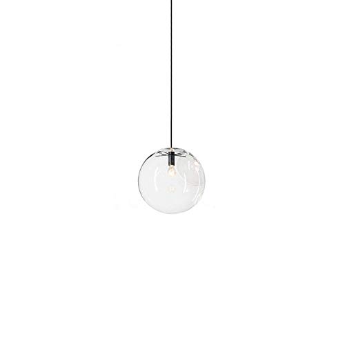 MQDLJSE Lampadario a Sospensione Creativo con Sfera in Vetro a Bolle Trasparenti, Moderno e Semplice, Lampada a Sospensione a Testa Singola, portalampada Nero per Ristorante, corridoio, ba