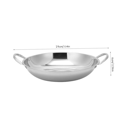 Wok de acero inoxidable con doble asa para cocina miniatura 2