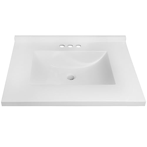 Design House 31-Inch Camilla Cultured Marble Vanity Top Single Bowl Sink 4-Inch Centerset with Integrated Backsplash, Solid White - Thumbnail 6