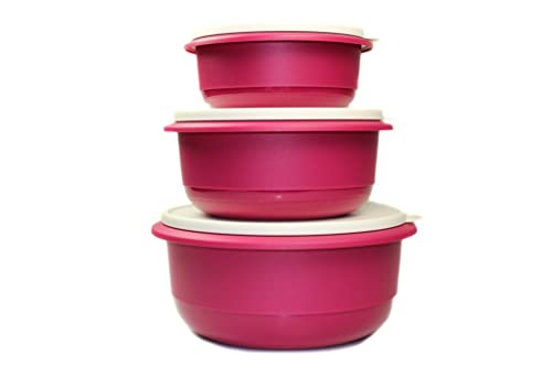 Tupperware Rührschüssel Pro 1,0 L + 2,0 L + 3,5 L Dunkelpink Hefeteig Hefe Teig 38802