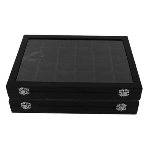 FELTECHELECTR 2 pièces Boîte de Rangement de Roches PU avec Compartiments Détachables Vitrine Antipoussière pour Minéraux et Accessoires Organisateur Portable pour Enthousiastes Garçon Fille et