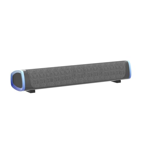 SOULION R30 Computer Speakers, USB Powered PC Speaker, Colorful LED Lights with Switch Button, 3.5mm Aux Surround Soundbar for Desktop Laptop Monitor Office Work Music Gray by SOULION - Image 4