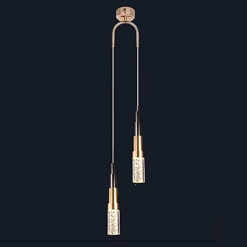Éclairage suspendu cylindre de cristal pour bar de cuisine moderne noir et or