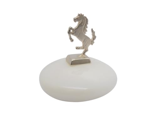 Albâtre naturel blanc sculpture de cheval cabré surmobile