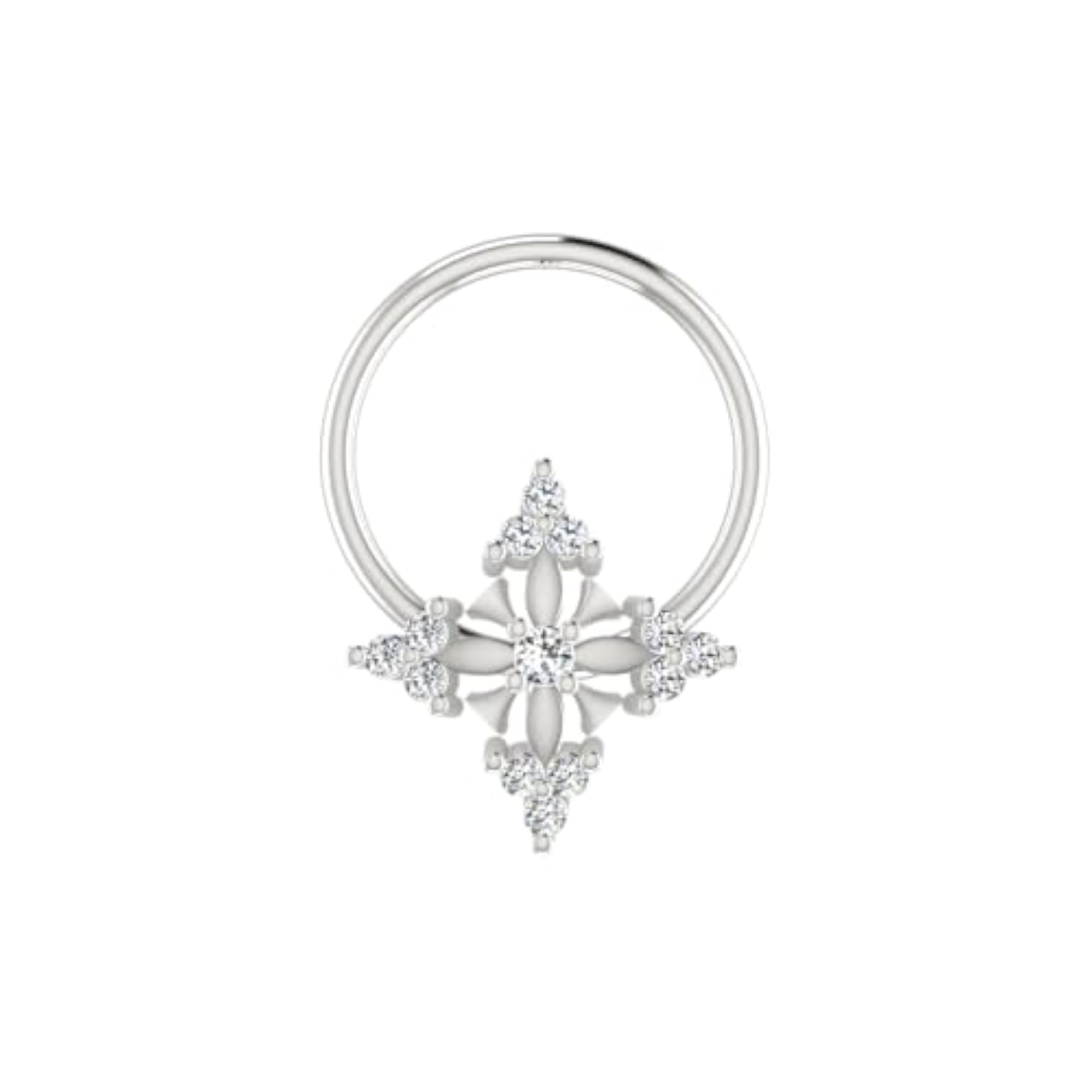 Women's 18K White Gold & Certified Diamond Nose Ring