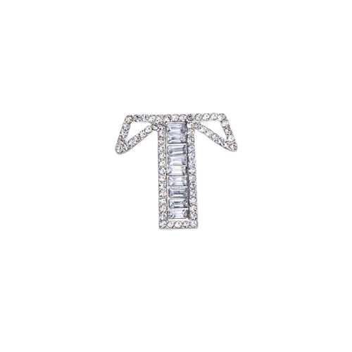 Image of A-Z 26 Letters Brooch Pins Silver Initial Rhinestone Brooches Crystal Alphabet Breastpin Pin Women Gifts Jewelry
