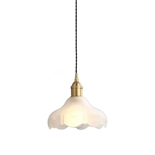 Lampe suspendue moderne verre laiteux style japonais fleur luminaire d'intérieur