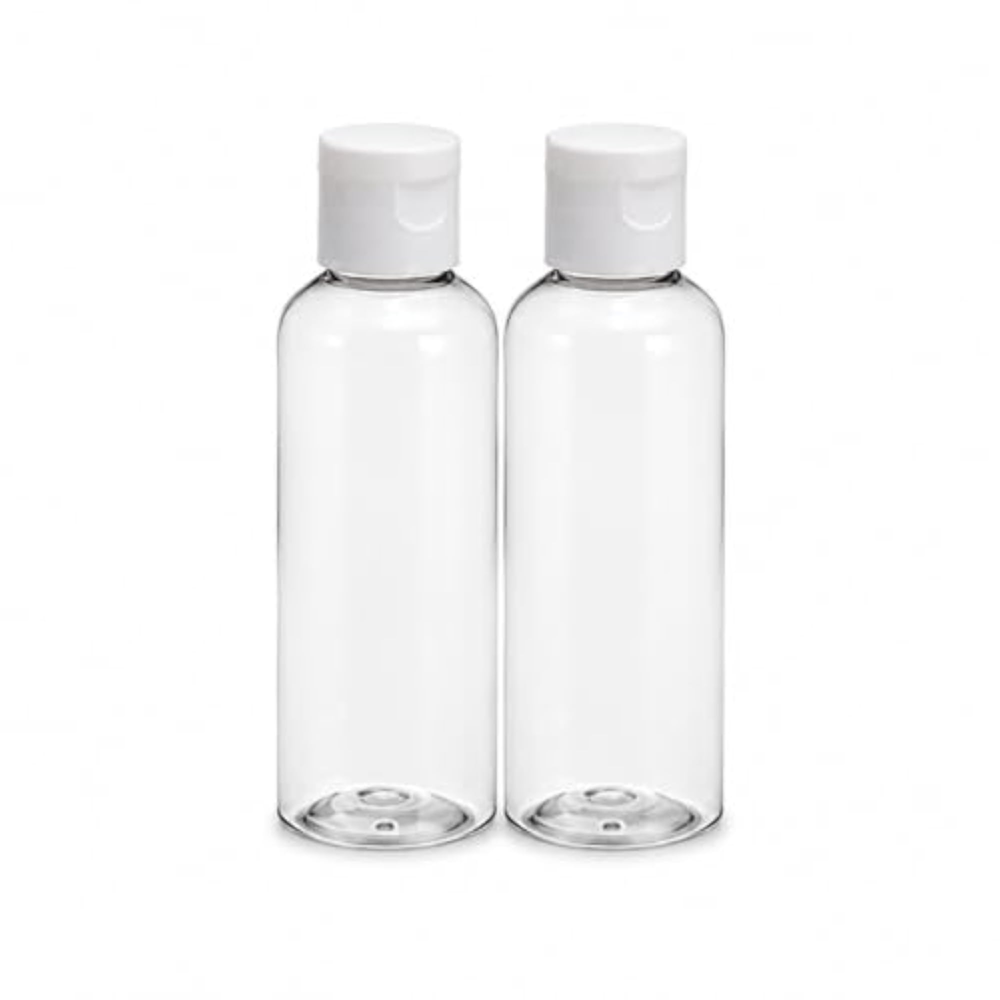 Clear Plastic Bottles with Black Flip Top Cap, Pack of 10