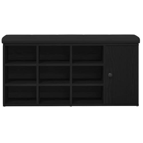 Meuble chaussures gain de place avec banc rembourré noir pour entrée ordonnée - 7