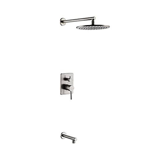 Ensemble de douche en laiton brossé de luxe avec robinet encastré