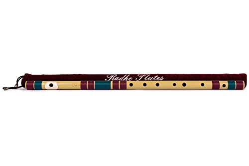 Radhe Flutes | G Natural Right Handed Base Bansuri | Maroon & Dar...