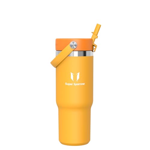 Sparrow Botella Termica con Pajita Flex - 900ml - Twistpath Botella Agua Acero Inoxidable - Termo a Prueba de Fugas sin BPA - Compatible con Portavasos - Ideal para Deporte, Viajes y Oficina