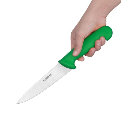 Hygiplas Cooking Chef Knife Green 15.9cm - Ideal for Cutting Fruits and Vegetables, Stainless Steel Blade C864