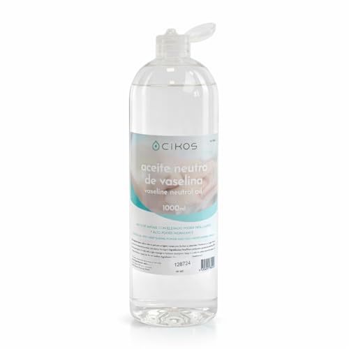 Aceite de Masaje Profesional Neutro Cikos. Aceite de Vaselina Profesional sin Aroma. Ideal para Fisioterapia y Masaje Relajante. (1000 ml.)